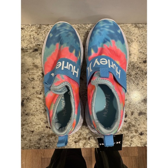 Kids Hurley Camby Tie Dye Slip On Shoes Aqua Pink Blue Kids Size - Picture 5 of 12